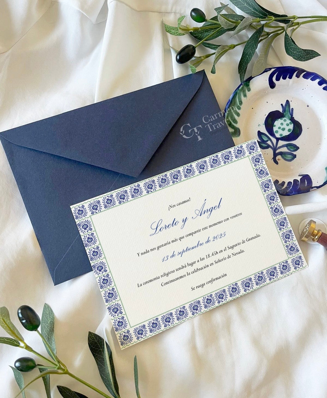 Invitación boda fajalauza granadina