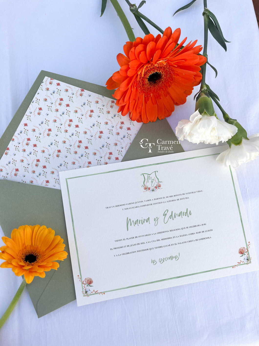 Invitación boda escudo Edén